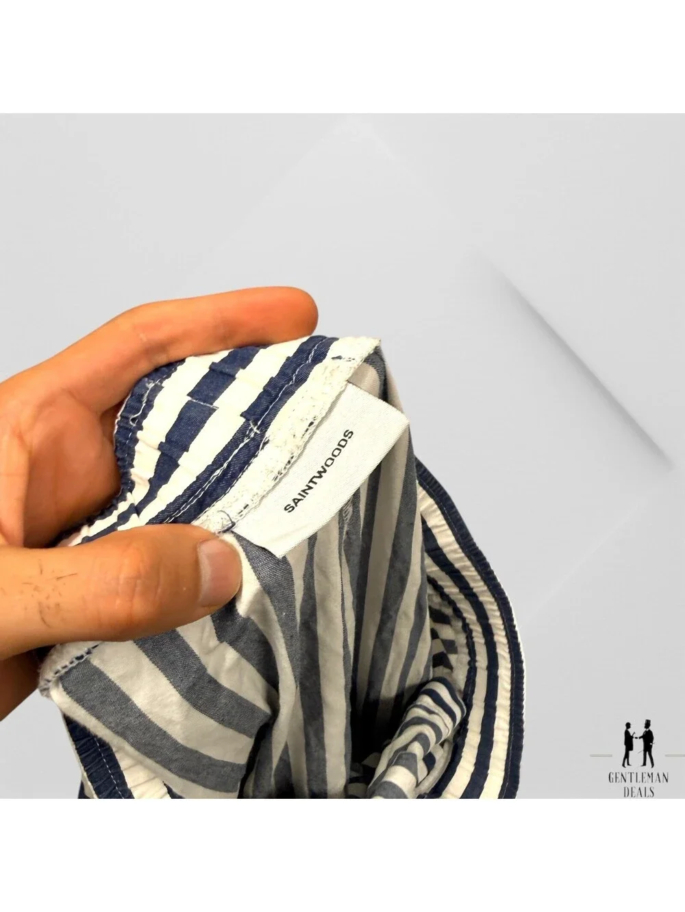 SAINTWOODS Saintwoods Pajama Pants in White Navy Blue Stripe 33 x 30  L
